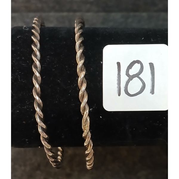 LOT OF 2 - STERLING SILVER BRAIDED BANGLES