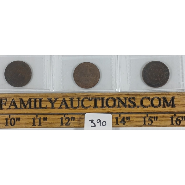 LOT OF 3 - 1886-1904 CDN 1 CENT COINS - ICCS GRADED