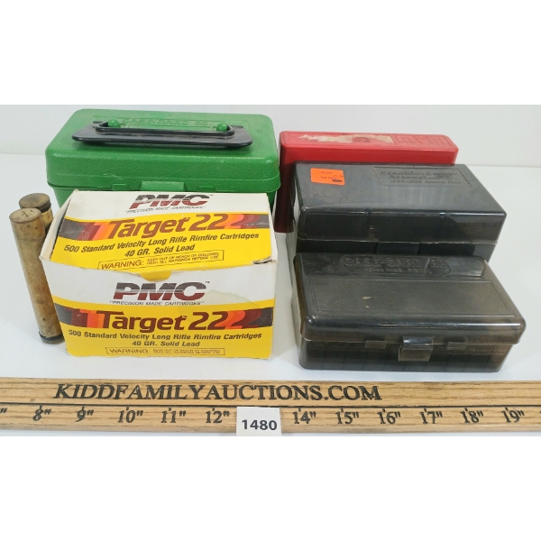 QTY OF AMMO BOXES & BRASS OILERS