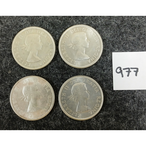 LOT OF 4 - 1962 CDN 50 CENT SILVER COINS