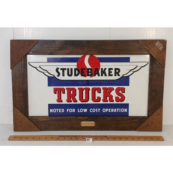 STUDEBAKER TRUCKS - FRAMED SIGN BOARD