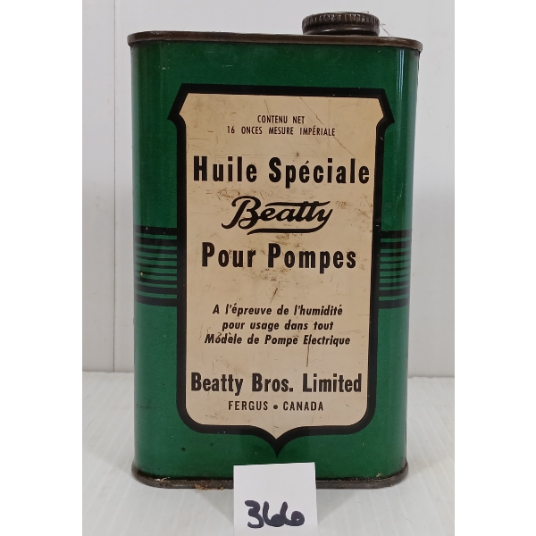 BEATTY PUMP OIL 16OZ TIN