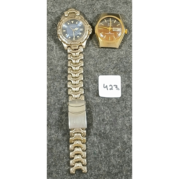 LOT OF 2 - MEN'S PERRY ELLIS WRISTWATCH & SEIKO WATCH FACE