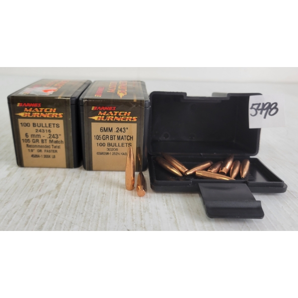 BULLETS: 210X 6MM BARNES MATCH BURNERS - 105GR