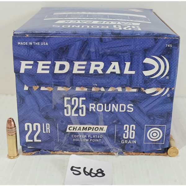 AMMO: APPROX 525X FEDERAL CHAMPION .22 LR - 36GR - HP