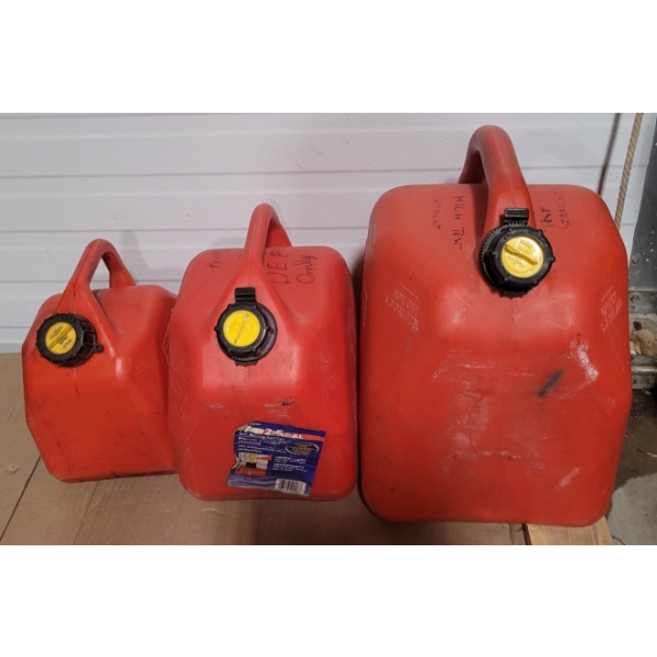 LOT OF 3 - JERRY CANS - 5, 10, 20L