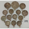 Image 1 : LOT OF 14 - SILVER BRITISH 1 & 2 SHILLINGS & PERUVIAN COINS