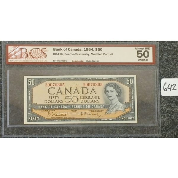 1954 CDN $50 BANKNOTE - BCS GRADED