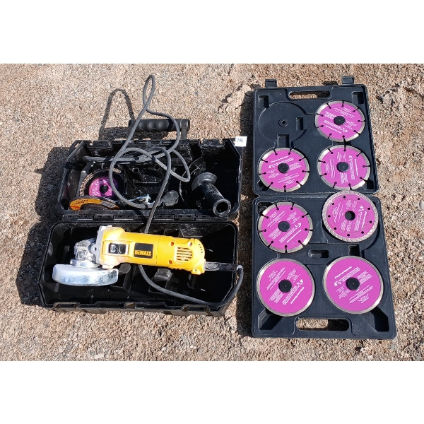 LOT OF 2 - DEWALT 4-1/2IN ANGLE GRINDER & POWERSONIC BLADES SET