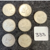 Image 1 : LOT OF 7 - 1951-1968 CDN 25 CENT COINS 