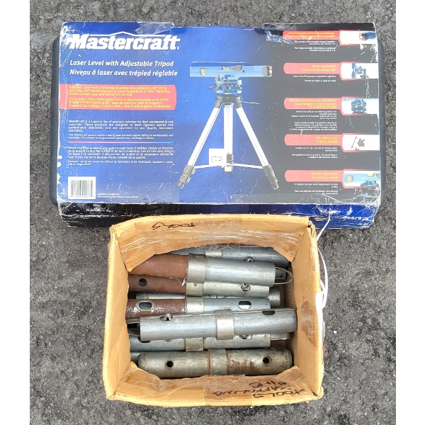 LOT OF 2 - SCAFFOLDING PINS & MASTERCRAFT LASER LEVEL