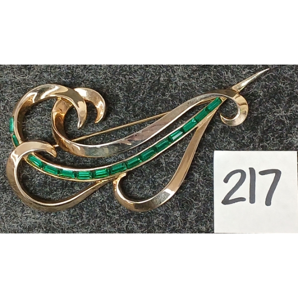 1950'S MARCEL BOUCHER 3383 GREEN SWIRL BROOCH