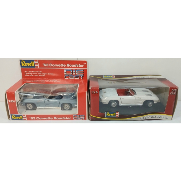 LOT OF 2 - REVELL DIECAST 1963 CORVETTE ROADSTER MODELS