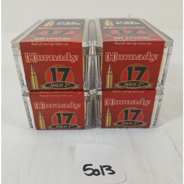 AMMO: 200X HORNADY V-MAX .17 MACH 2 - 17GR - POLYMER TIP - SEALED 