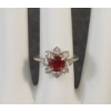 Image 1 : 18K WHITE GOLD RING W/ RUBY & DIAMOND FLOWER