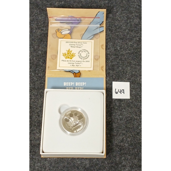 2015 RCM $10 SILVER COIN - LOONEY TUNES "BEEP! BEEP!"