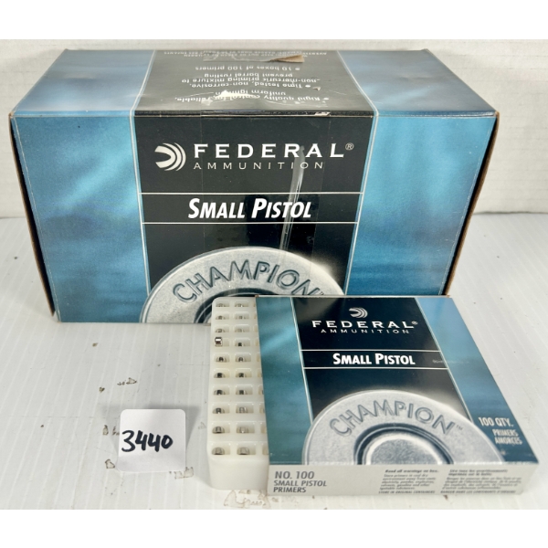 PRIMERS: 1000X FEDERAL NO.100 SMALL PISTOL STANDARD 