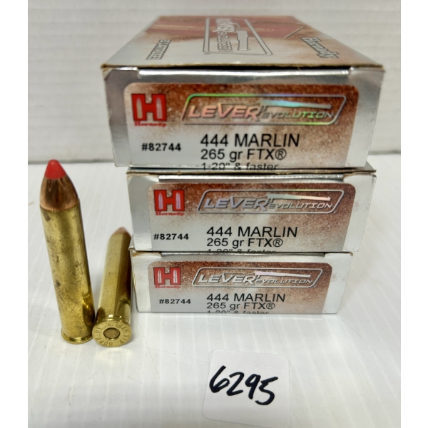 AMMO: 60X HORNADY .444 MARLIN - 265 GR FTX