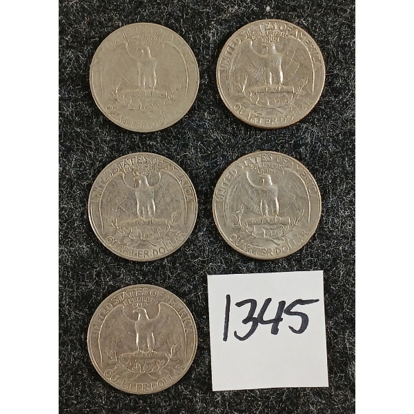 LOT OF 5 - U.S. 25 CENT COINS - 1965 TO 1970