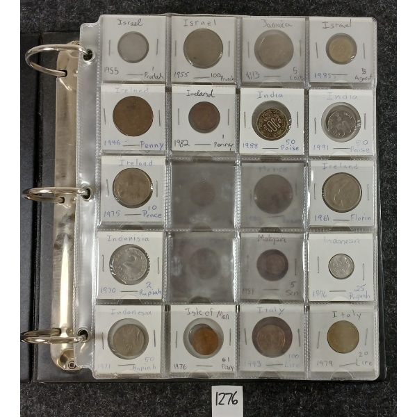 BINDER OF WORLD COINS - INDIA-ZIMBABWE