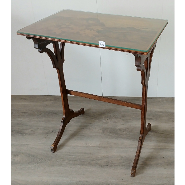 EMILY GALLE ART NOUVEAU SIDE TABLE W/ GLASS TOP