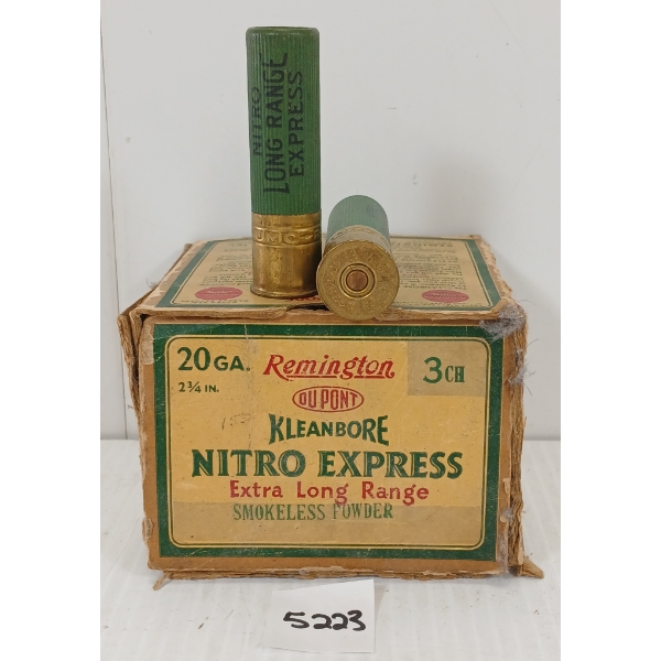 AMMO: 16X REMINGTON KLEANBORE 20GA - 2 3/4IN - #3CH SHOT - COLLECTIBLE BOX 
