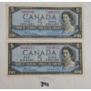 Image 1 : LOT OF 2 - 1954 CDN $5 BANKNOTES