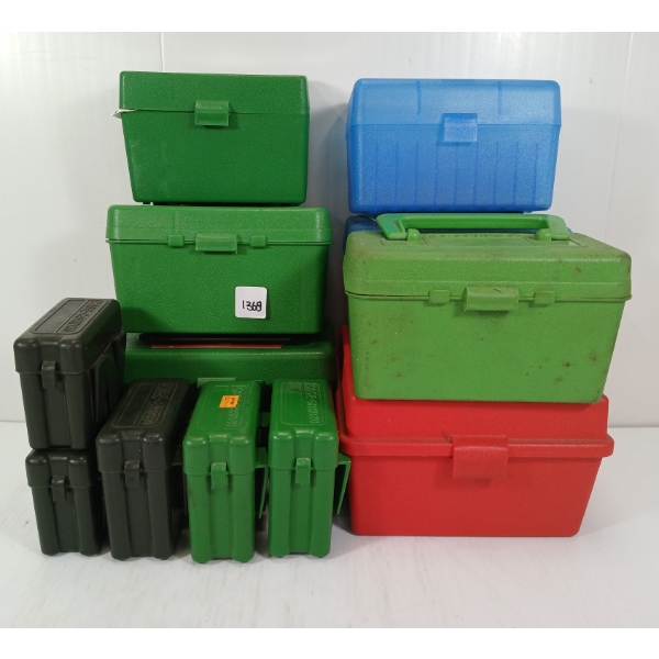 LOT OF 12 - AMMO BOXES - INCL MCM CASE-GARD H-50