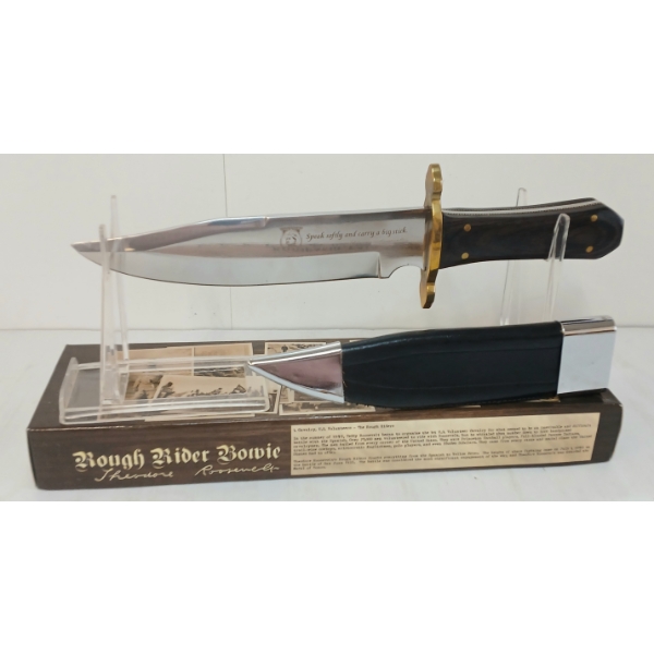 ROUGH RIDER BOWIE KNIFE W/ LEATHER SHEATH