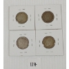 Image 2 : LOT OF 4 - 1894 - 1912 CDN NFLD 20 CENT COINS