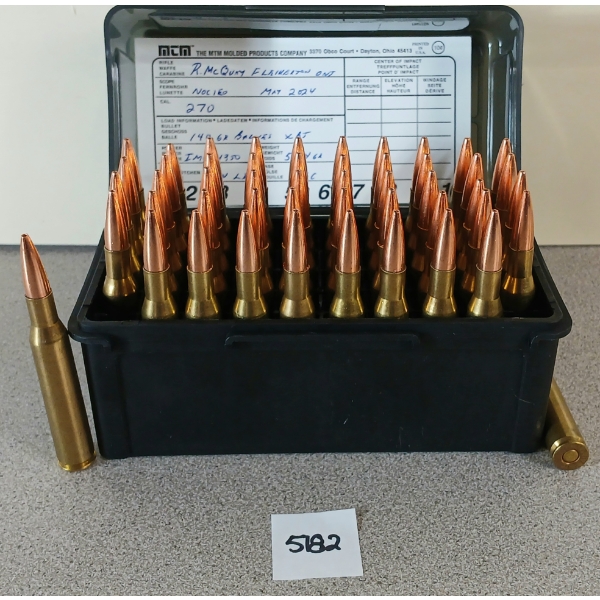 AMMO: 50X MIXED .270 WIN - 140GR - BARNES XBT - RELOADS