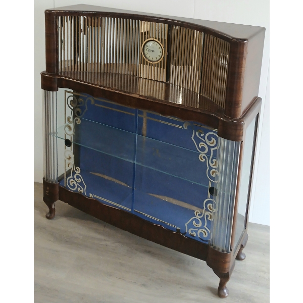 ART DECO CURIO CABINET W/ CLOCK