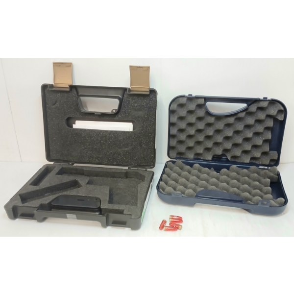 LOT OF 7 - HANDGUN CASES & 9MM TRAINING RNDS