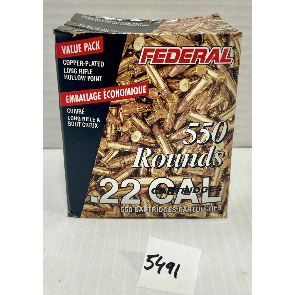 AMMO: 550X FEDERAL .22 LR 36GR. CPHP - SEALED