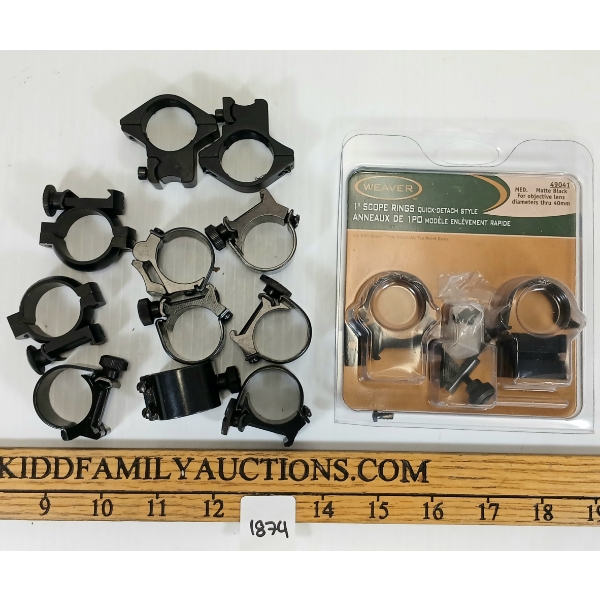 QTY OF MISC 1IN SCOPE RINGS - INCL WEAVER