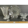 LOT OF 6 - JEANNETTE GLASS IRIS & HERRINGBONE VASE, EGG CUPS & BOWL