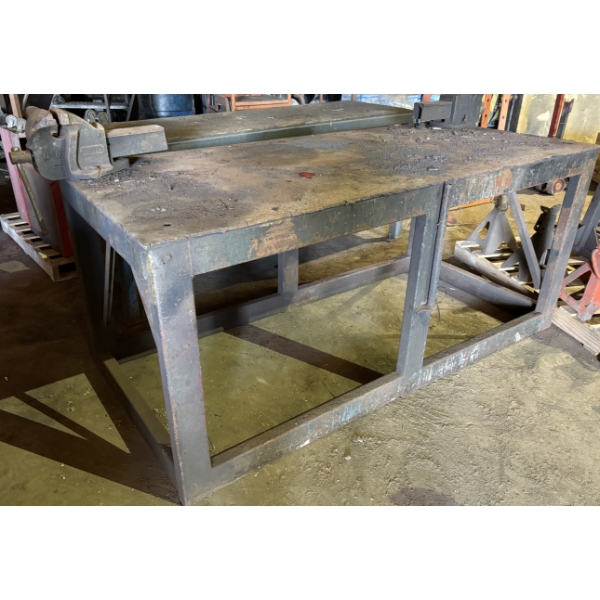 STEEL SHOP BENCH  W/ 2 X VISE - 36 X 80 INCH