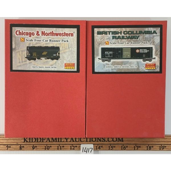 LOT OF 2 - MICRO TRAINS 4 CAR RUNNER PACKS - CHICAGO & NORTHWESTERN & BRITISH COLOMBIA RAILWAY