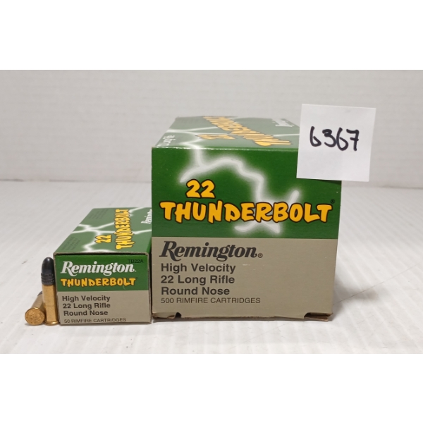 AMMO: 500X REMINGTON THUNDERBOLT .22 LR - 40GR - RN