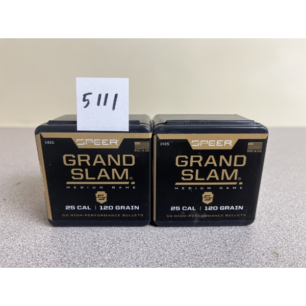 BULLETS: 100X SPEER GRAND SLAM .25 120GR SP - SEALED
