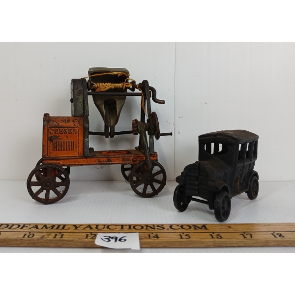 LOT OF 2 - CAST IRON CAR & TRACTOR - INCL KENTON TOYS