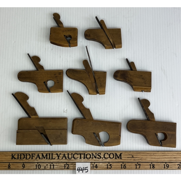 MATCHED SET OF 8 BOXWOOD MINIATURE PLANES W/ BEECH WEDGES