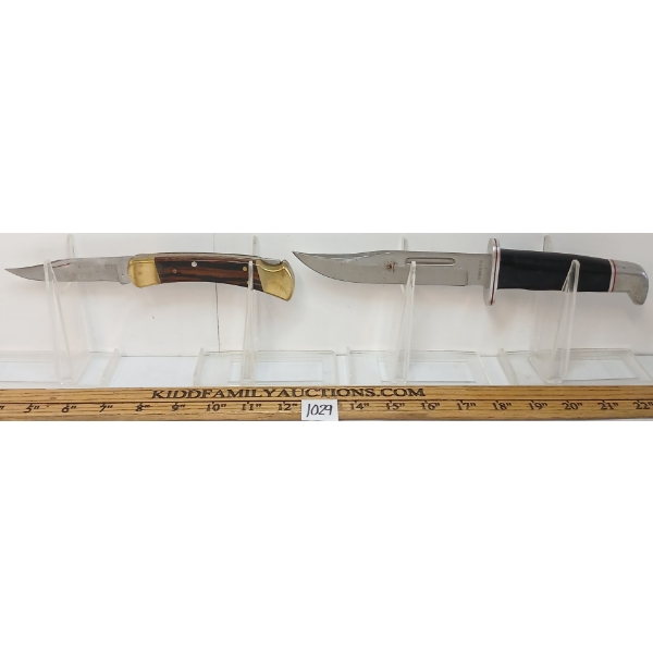 LOT OF 2 - FIXED & FOLDING BOWIE KNIVES