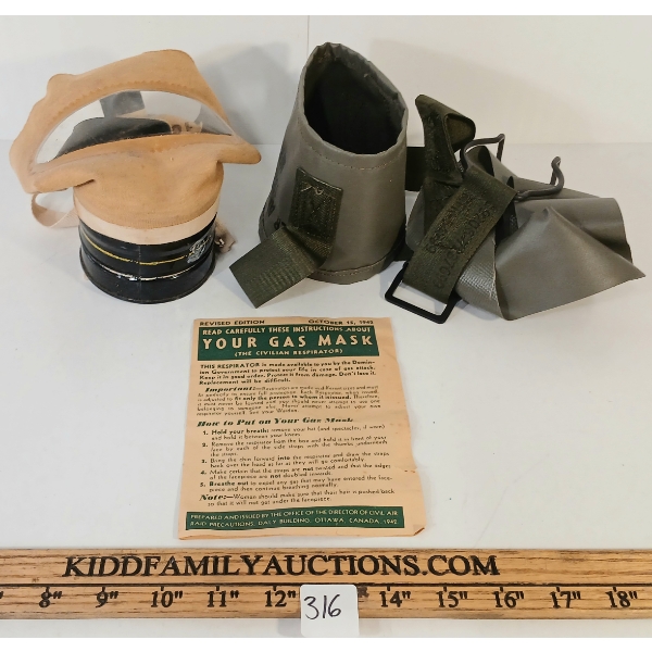 LOT OF 2 - SMALL GAS MASK & CARRIER