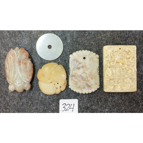 LOT OF 5 - JADE PCS & PENDANTS