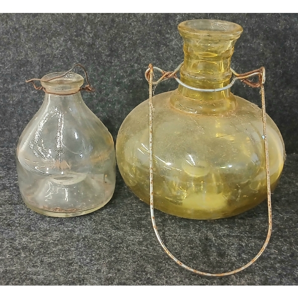 LOT OF 2 - VINTAGE GLASS INSECT TRAPS - CIRCA LATE 1800's / EARLY 1900's