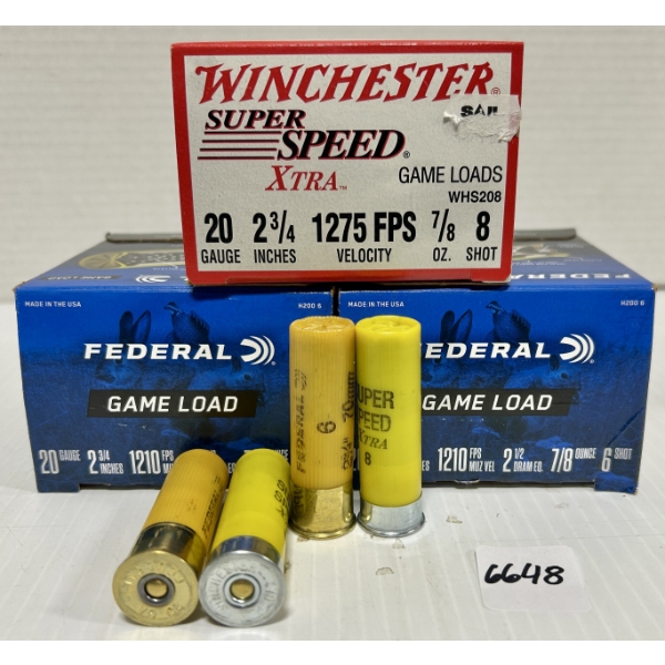 AMMO: 75X WIN & FED 20 GA 2-3/4 IN - #6 & #8