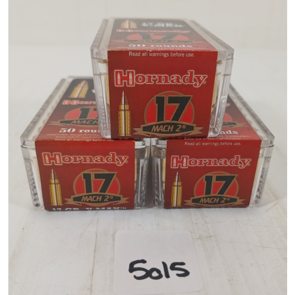 AMMO: 150X HORNADY V-MAX .17 MACH 2 - 17GR - POLYMER TIP - SEALED 