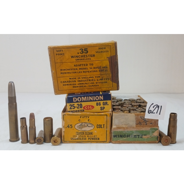 AMMO: 75X MIXED .35WIN, .25-20WIN, .45COLT & .38WCF