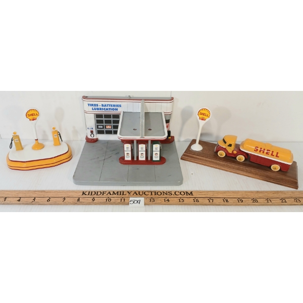 LOT OF 3 - ERTL WALLY'S SERVICE STATION & R.O.R. SHELL STATIONS